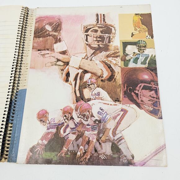 Vintage 1970's Mead Sports Spiral Organizer Notebook Folder Baseball Football - Picture 4 of 9